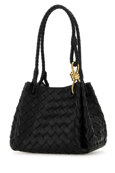 Bottega Veneta Women Black Leather Small Parachute Handbag In Black