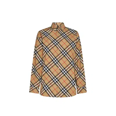 Burberry Check Cotton Shirt Women In Brown