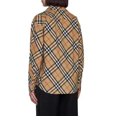 Burberry Check Cotton Shirt Women In Brown