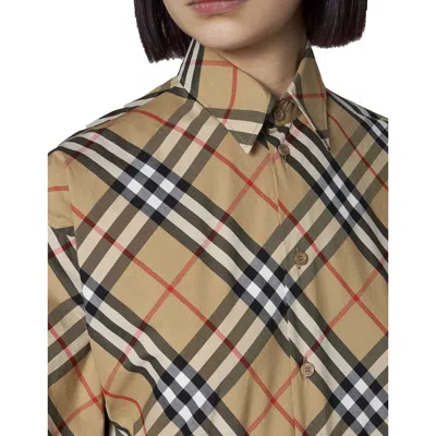 Burberry Check Cotton Shirt Women In Brown