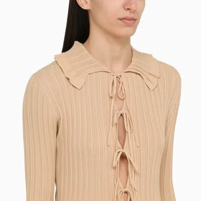 By Malene Birger Devora Beige Knitted Cardigan In Pink