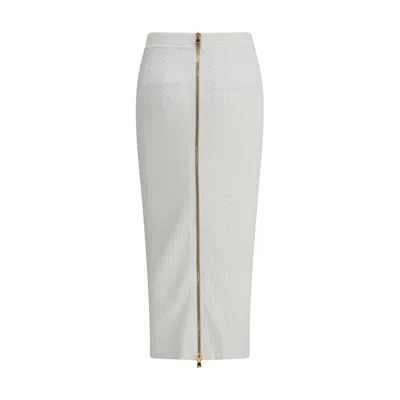 Balmain Long Skirt Viscose Blend In White