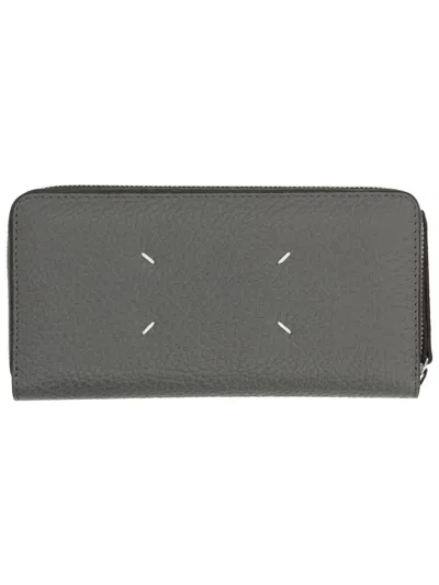 Maison Margiela Leather Wallet Unisex In Gray