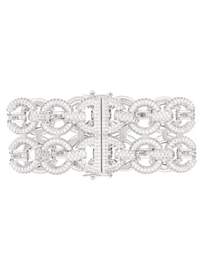 Self-portrait "double Crystal" Bracelet In Silver