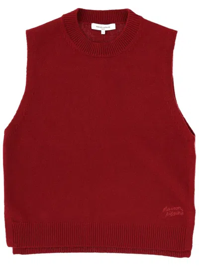 Maison Kitsuné Wool Vest In Red