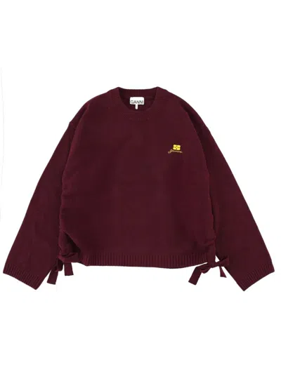 Ganni Knitwear In Bordeaux Wool In Burgundy