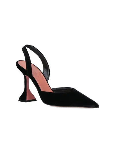 Amina Muaddi Stylish Velvet Pointed Toe High Heel Pumps In Black