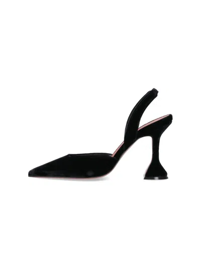 Amina Muaddi Stylish Velvet Pointed Toe High Heel Pumps In Black