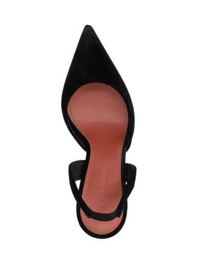 Amina Muaddi Stylish Velvet Pointed Toe High Heel Pumps In Black