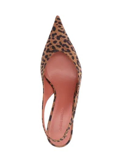 Amina Muaddi Multicolor Calf Leather Bos Taurus Platform Pumps In Brown