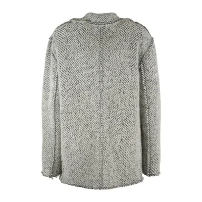 Alberta Ferretti Herringbone Wrap-around Jacket In Gray