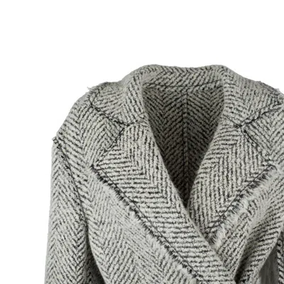 Alberta Ferretti Herringbone Wrap-around Jacket In Gray