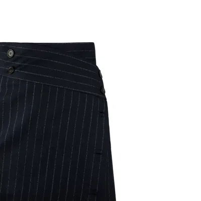 Erika Cavallini Blue Pinstripe Flannel Skirt In Black