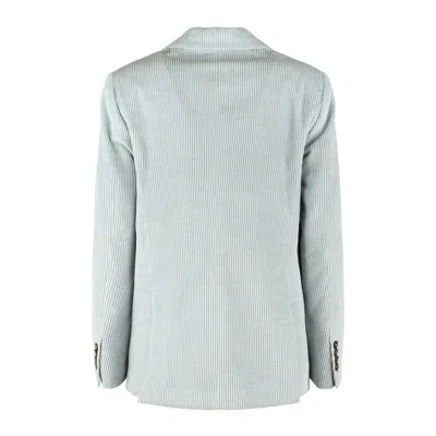 Incotex Double-breasted Regular Fit Corduroy Jacket In Gray