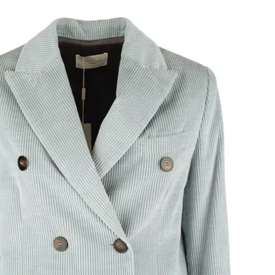 Incotex Double-breasted Regular Fit Corduroy Jacket In Gray