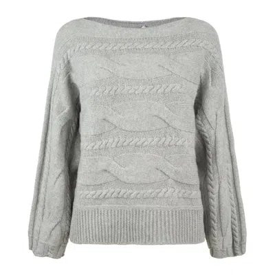 Liviana Conti Gray Cashmere And Silk Sweater In Gray