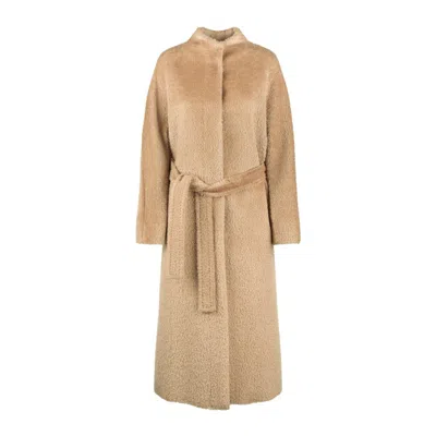 Max Mara Camel Wool-blend Alpaca Coat In Nude