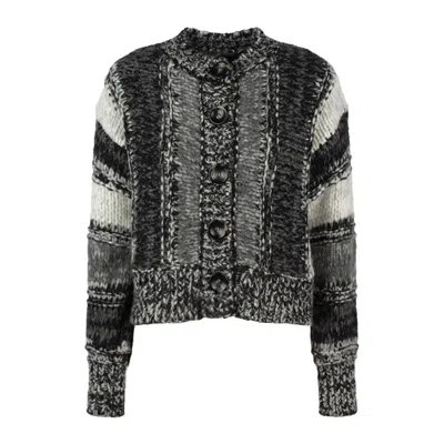 Roberto Collina Cardigan Mix Of Mouliné Stripes In Multi