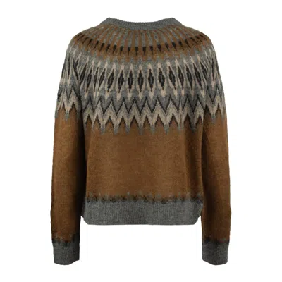 Roberto Collina Nordic Jacquard Sweater In Brown