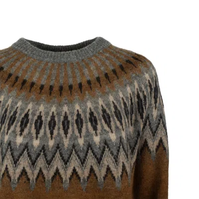Roberto Collina Nordic Jacquard Sweater In Brown