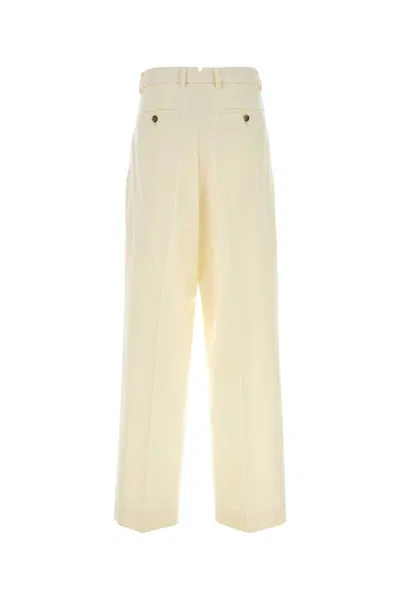 Ami Alexandre Mattiussi Ami Women Ivory Wool Wide-leg Pant In White