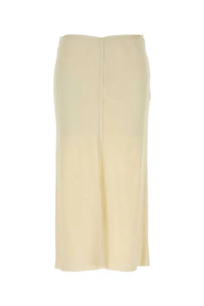 Ami Alexandre Mattiussi Stretch Viscose Skirt Featuring Back Slit In White