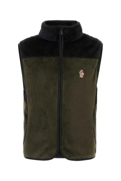 Moncler Versatile Sleeveless Padded Fleece Vest In Green