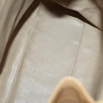 Pre-owned Chanel Cc Front Pocket Backpack Leather Beige Leather Backpack Bag () In Sand