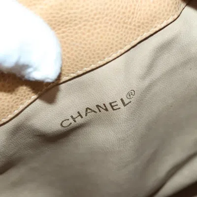 Pre-owned Chanel Cc Front Pocket Backpack Leather Beige Leather Backpack Bag () In Sand