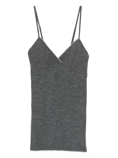 Forte Forte Embroidered Wool Ribbed Jersey Tank Top In Brown