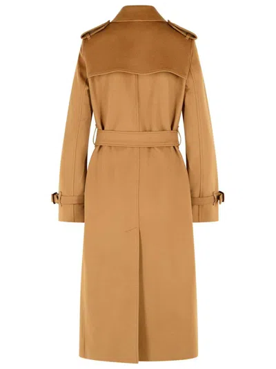 Burberry Long Cashmere Trench Coat Belted In Brown
