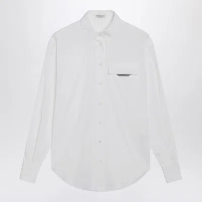 Brunello Cucinelli Shirt With Shiny Flap Detail In White