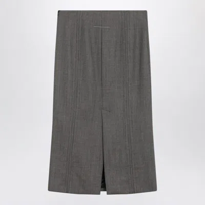 Mm6 Maison Margiela And Beige Patterned Midi Skirt In Gray