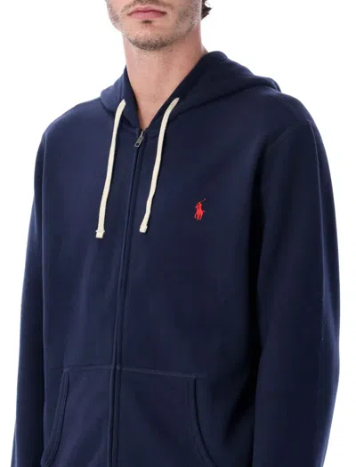 Polo Ralph Lauren Zip-up Hooded Sweatshirt In Cotton-polyester Blend In Blue