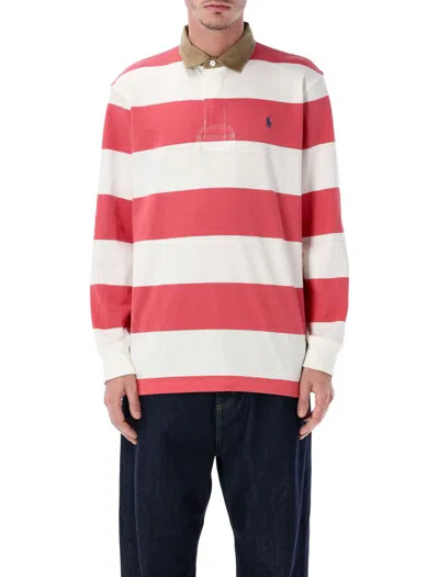 Polo Ralph Lauren Classic Fit Khaki Collar Rugby Shirt In Multi