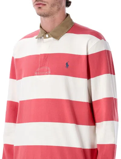 Polo Ralph Lauren Classic Fit Khaki Collar Rugby Shirt In Multi