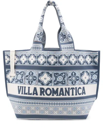 Alemais Alémais Villa Romantica Jacquard Maxi Tote Bags In Blue