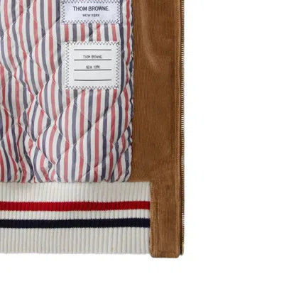 Thom Browne Cropped Flight Jacket Corduroy Texture In Brown