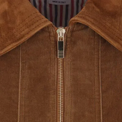 Thom Browne Cropped Flight Jacket Corduroy Texture In Brown