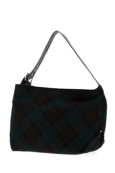 Vivienne Westwood Maxime Large Shoulder Bag Harris Tweed Check Dark-check In Black