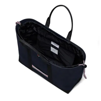 Thom Browne Structured Medium Tool Tote With Drawstring Closure In Blue