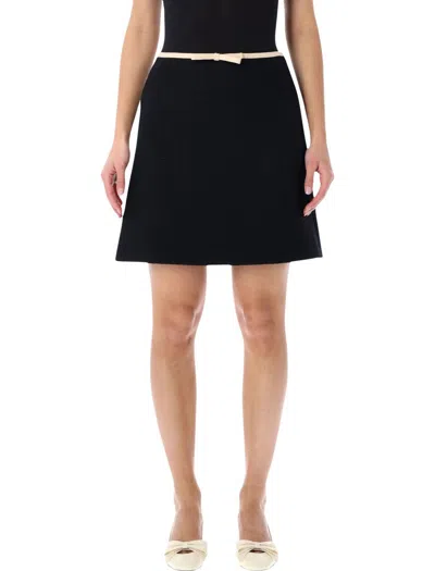 Valentino Garavani Short Wool Tweed Skirt With Crepe Couture Bow