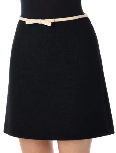 Valentino Garavani Short Wool Tweed Skirt With Crepe Couture Bow