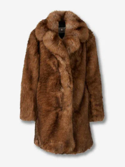 Rabanne Faux Fur Coat In Brown