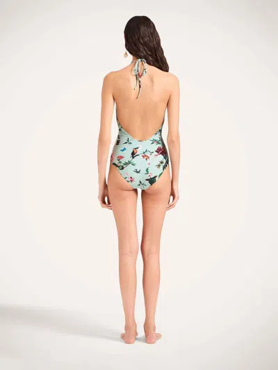 La Doublej Sexy Swimsuit In Zooflora Mini Light Blue In Blue