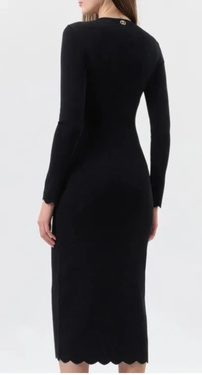 Twinset Dress With Scalloped Edge In Black