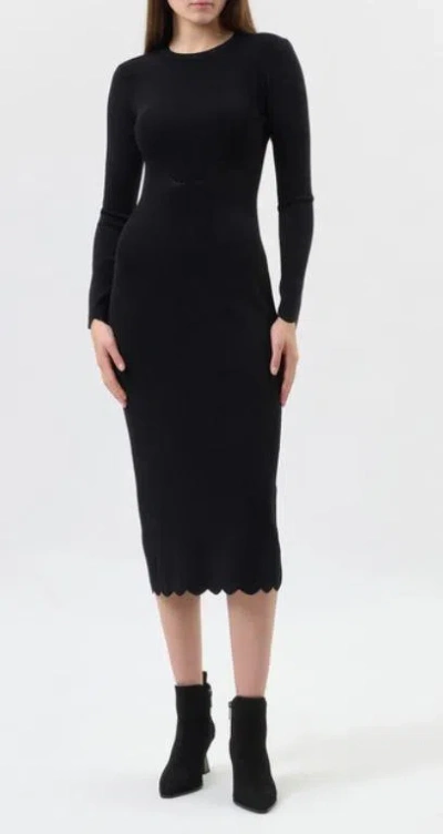 Twinset Dress With Scalloped Edge In Black