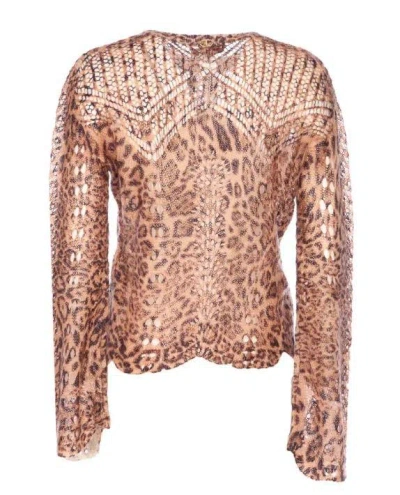Twinset Sweaters Brown In Animal Print