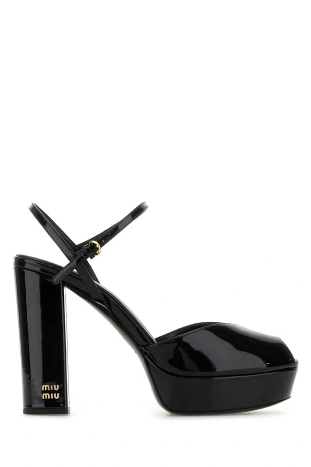 Miu Miu Patent Leather Block-heel Platform Sandals In Black | ModeSens
