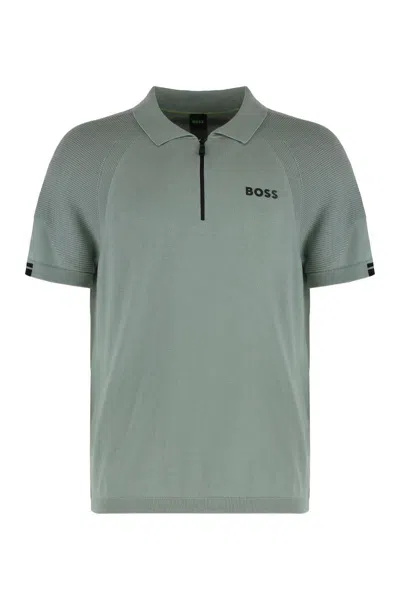 Hugo Boss Boss Polo K Perform Max In Mixed Cotton In Green